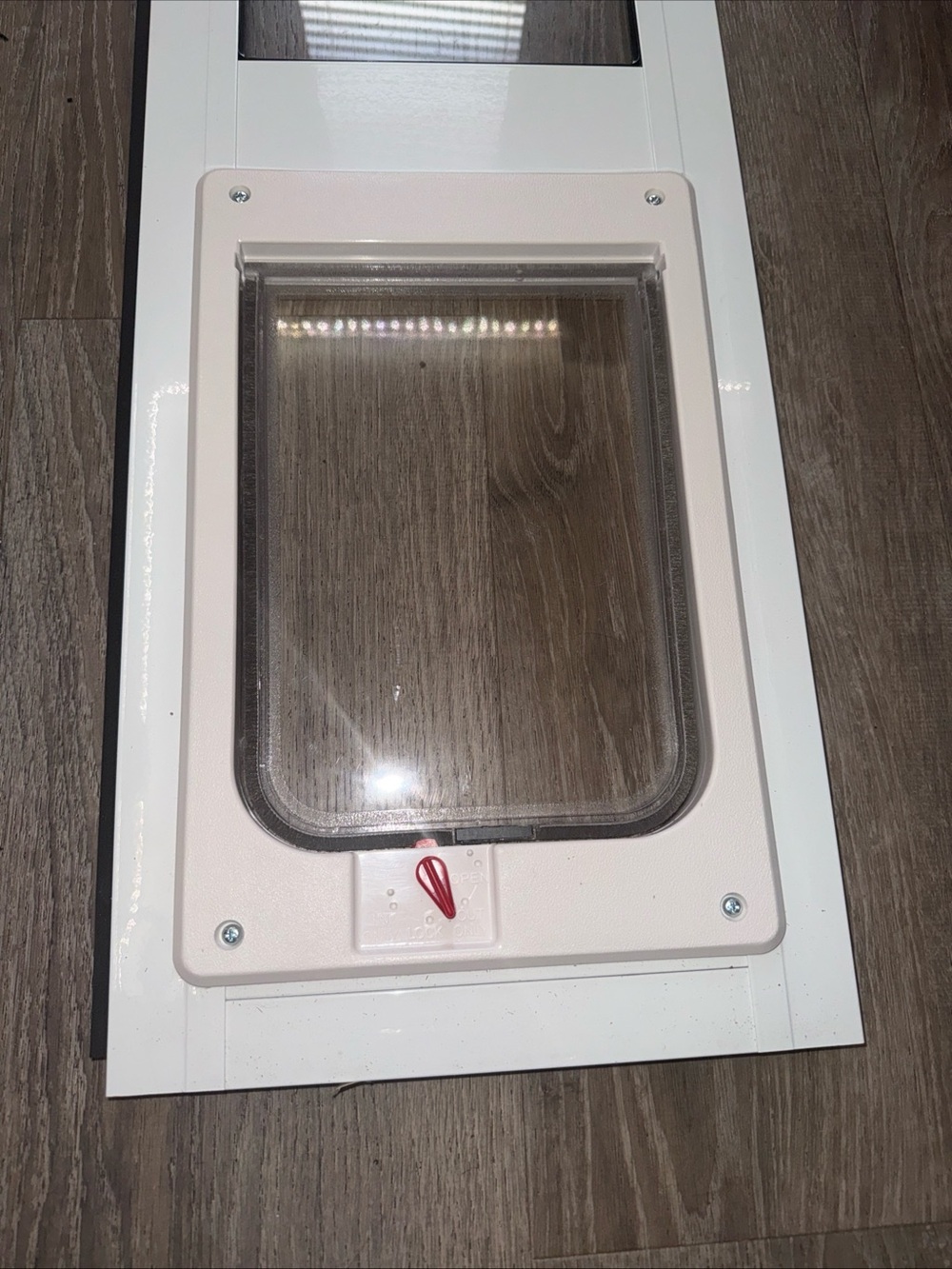 White/Pink Pet Door with Clear Flap - Secure Dog/Cat Entry